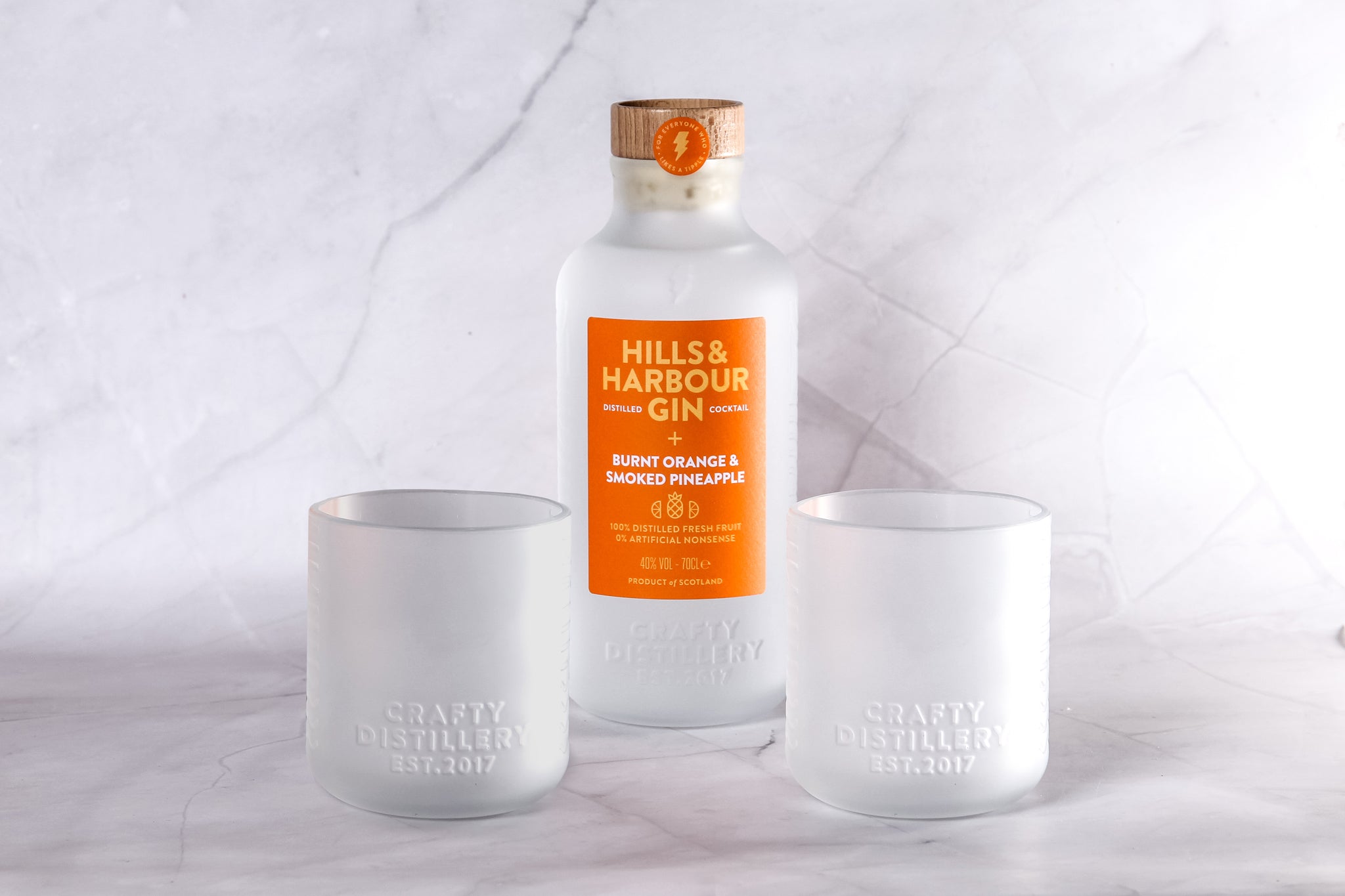 Hills&Harbour Distilled Gin Cocktail - Upcycled Glasses - Gift Set